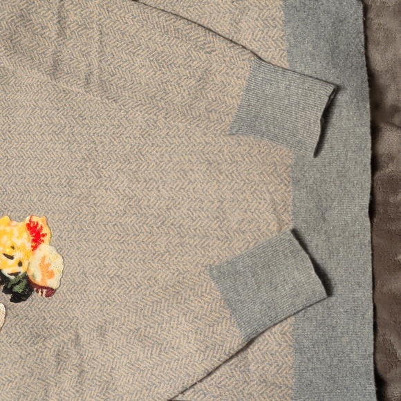 J Crew Collection | Embroidered Herringbone Cashmere Wool Sweater - Sz XS - Picture 10 of 12